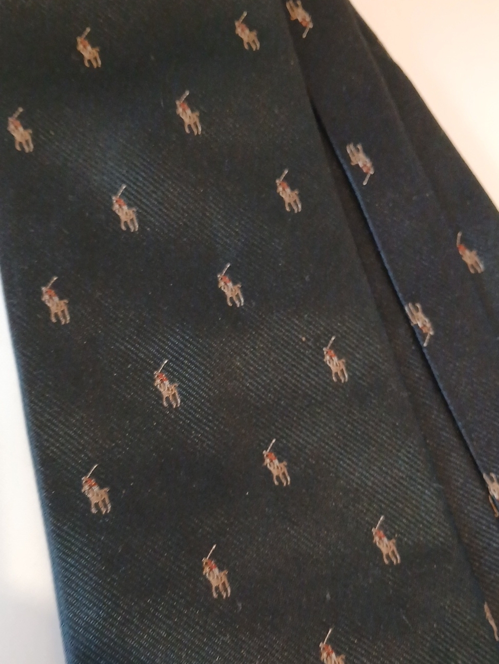 Ralph Lauren Polo Pony Black Silk Tie with Repeating Polo Player Motif